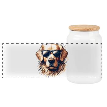 Cool Golden Retriever chien lunettes de soleil cadeau - Boîte à biscuits avec couvercle en bois - blanc - Devant