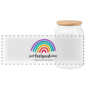 JustFeelgoodVibes Signature - Panorama Keksdose mit Holzdeckel - Weiß - Vorne