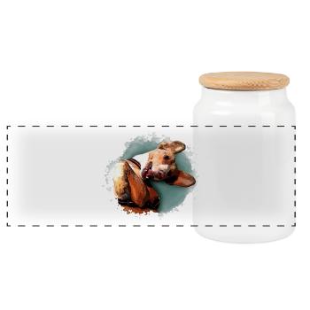 Lustiger Hund Jagdhund khaki - Aquarell Design  - Panorama Keksdose mit Holzdeckel - Weiß - Vorne