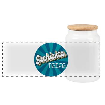 gschickta Teife - geschickter Teufel, talentiert - Panorama Keksdose mit Holzdeckel - Weiß - Vorne