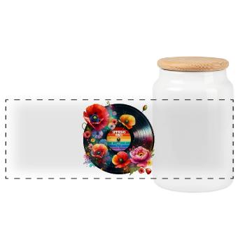 Ambiance printanière - Boîte à biscuits avec couvercle en bois - blanc - Devant