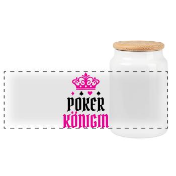 Casino Royal Flush Poker Statement Königin - Panorama Keksdose mit Holzdeckel - Weiß - Vorne