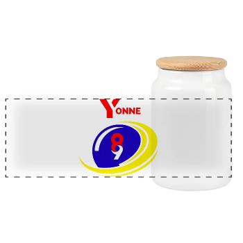 Yonne - Panoramic Cookie Jar with Wooden Lid - white - Front