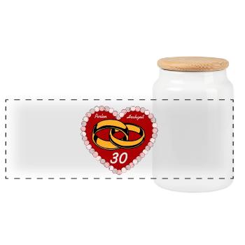 Pearl Wedding , 30 Years of Marriage (25) - Panoramic Cookie Jar with Wooden Lid - white - Front