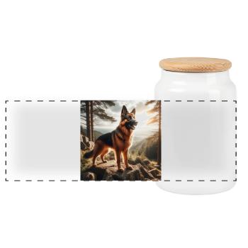 Art du berger allemand - Boîte à biscuits avec couvercle en bois - blanc - Devant