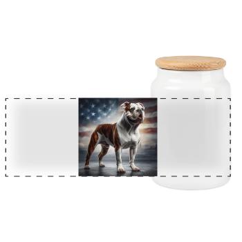 Bulldog - Panoramic Cookie Jar with Wooden Lid - white - Front