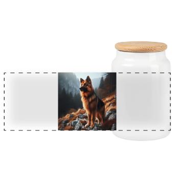 Art du berger allemand - Boîte à biscuits avec couvercle en bois - blanc - Devant