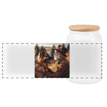 Art du berger allemand - Boîte à biscuits avec couvercle en bois - blanc - Devant