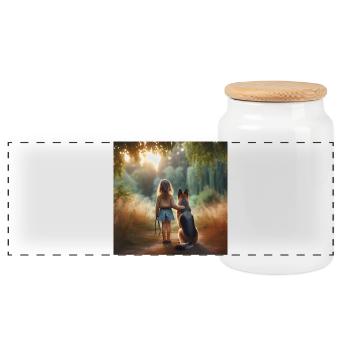 Art du berger allemand - Boîte à biscuits avec couvercle en bois - blanc - Devant