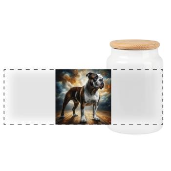 Bulldog - Panoramic Cookie Jar with Wooden Lid - white - Front