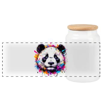 Panda - Panorama Keksdose mit Holzdeckel - Weiß - Vorne