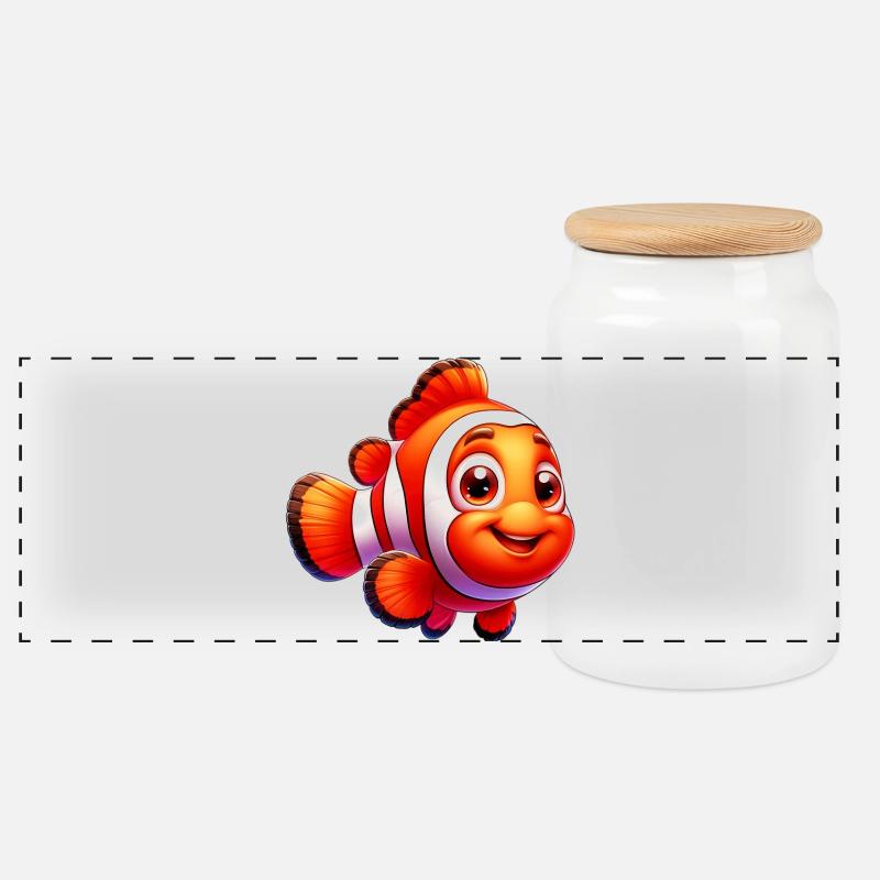 Clownfisch - Panorama Keksdose mit Holzdeckel - Weiß