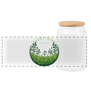 denglisch sprüche everything in the green area - Panorama Keksdose mit Holzdeckel - Weiß - Vorne