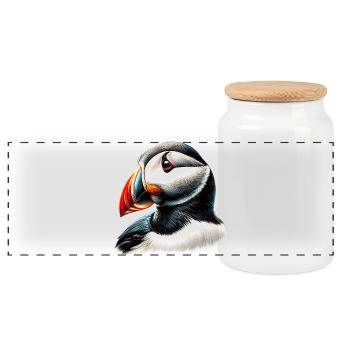 Puffin - Panoramic Cookie Jar with Wooden Lid - white - Front