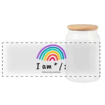I am * / : #diversitymatters - Panorama Keksdose mit Holzdeckel - Weiß - Vorne