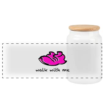 Running shoe Walk with me - Panoramic Cookie Jar with Wooden Lid - white - Front