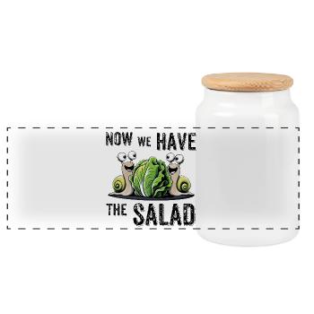 now we have the salad denglisch sprüche lustig - Panorama Keksdose mit Holzdeckel - Weiß - Vorne