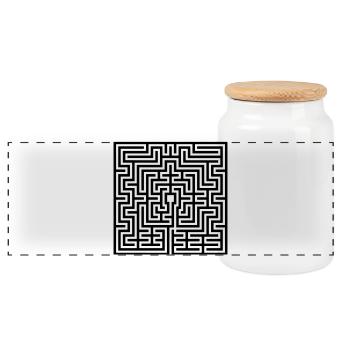 Labyrinthe - Boîte à biscuits avec couvercle en bois - blanc - Devant
