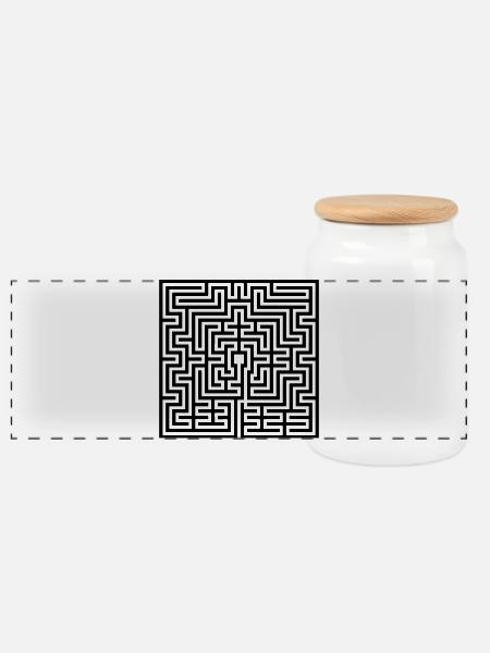 Labyrinth - Panoramic Cookie Jar with Wooden Lid - white