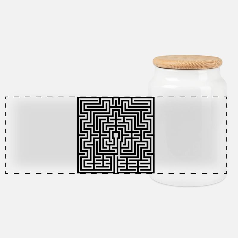 Labyrinth - Panoramic Cookie Jar with Wooden Lid - white
