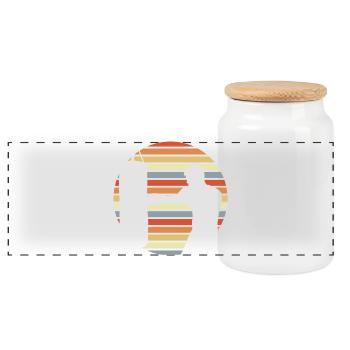 Boxer Zeichnung - Panorama Keksdose mit Holzdeckel - Weiß - Vorne