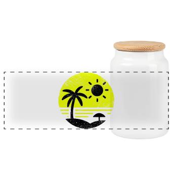 Plage Vintage Noir Jaune - Boîte à biscuits avec couvercle en bois - blanc - Devant