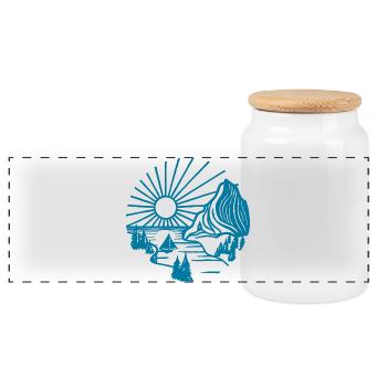 Holiday Landscape (Blue) - Panoramic Cookie Jar with Wooden Lid - white - Front