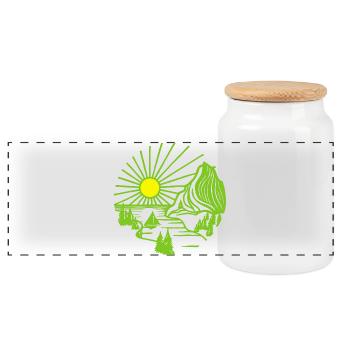Holiday Landscape (Green) - Panoramic Cookie Jar with Wooden Lid - white - Front