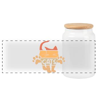 retro Katze Grafik Katzen vintage Symbol Pfoten - Panorama Keksdose mit Holzdeckel - Weiß - Vorne