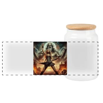 Die Macht des Zeus im Heavy Metal - Panorama Keksdose mit Holzdeckel - Weiß - Vorne