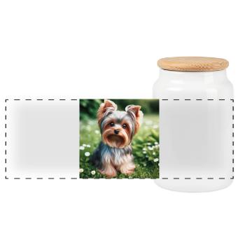 Yorkshire Terrier - Boîte à biscuits avec couvercle en bois - blanc - Devant