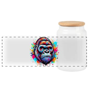 Gorille - Boîte à biscuits avec couvercle en bois - blanc - Devant