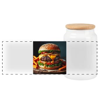 Voller Burger - Panorama Keksdose mit Holzdeckel - Weiß - Vorne