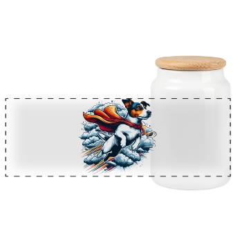 Super Hund Jack Russell Terrier Geschenk - Panorama Keksdose mit Holzdeckel - Weiß - Vorne
