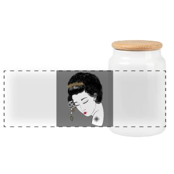 Portrait de la tête des Fleurs d’Or - Boîte à biscuits avec couvercle en bois - blanc - Devant