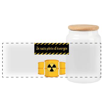 Ich bin voller Energie - Panorama Keksdose mit Holzdeckel - Weiß - Vorne