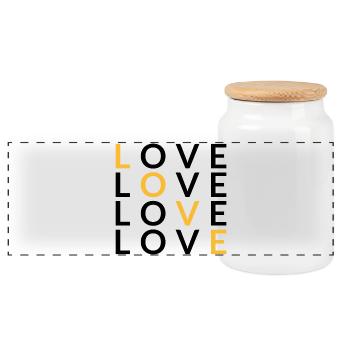 4 LOVE yellow - Panorama Keksdose mit Holzdeckel - Weiß - Vorne