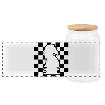 chess, horse, checkerboard, pattern, icon, graphic icon - Panoramic Cookie Jar with Wooden Lid - white - Front