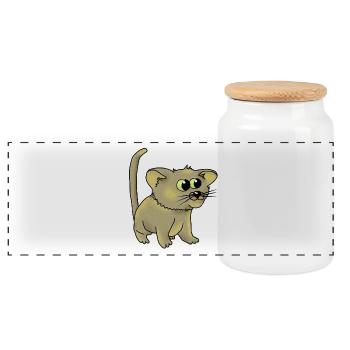 nette Katze - Panorama Keksdose mit Holzdeckel - Weiß - Vorne