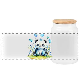 Süßer Panda im Herzenwald - Panorama Keksdose mit Holzdeckel - Weiß - Vorne
