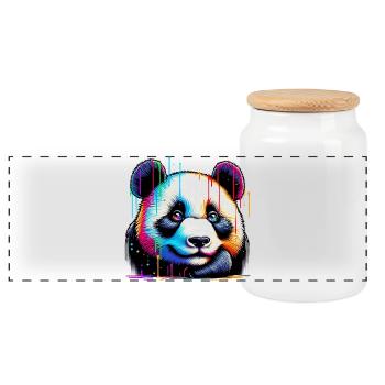 Panda - Panorama Keksdose mit Holzdeckel - Weiß - Vorne