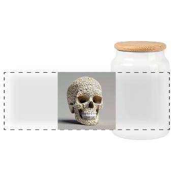 Numéro de crâne 63 - Boîte à biscuits avec couvercle en bois - blanc - Devant