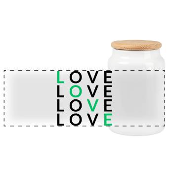 4 AMOUR vert - Boîte à biscuits avec couvercle en bois - blanc - Devant