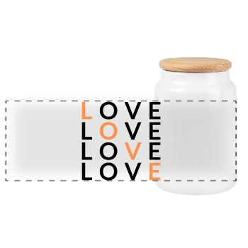 4 AMOUR orange - Boîte à biscuits avec couvercle en bois - blanc - Devant