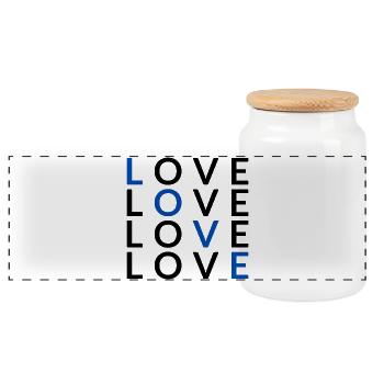 4 LOVE blue - Panorama Keksdose mit Holzdeckel - Weiß - Vorne