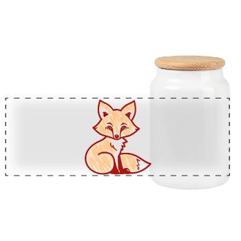 Renard roux (rouge) - Boîte à biscuits avec couvercle en bois - blanc - Devant