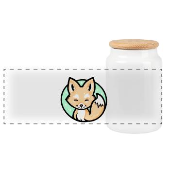Little Fox (Colorful) - Panoramic Cookie Jar with Wooden Lid - white - Front