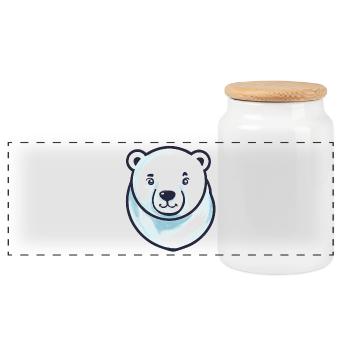 Eisbär-Kopf (Comic) - Panorama Keksdose mit Holzdeckel - Weiß - Vorne