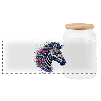 Zebra - Panoramic Cookie Jar with Wooden Lid - white - Front