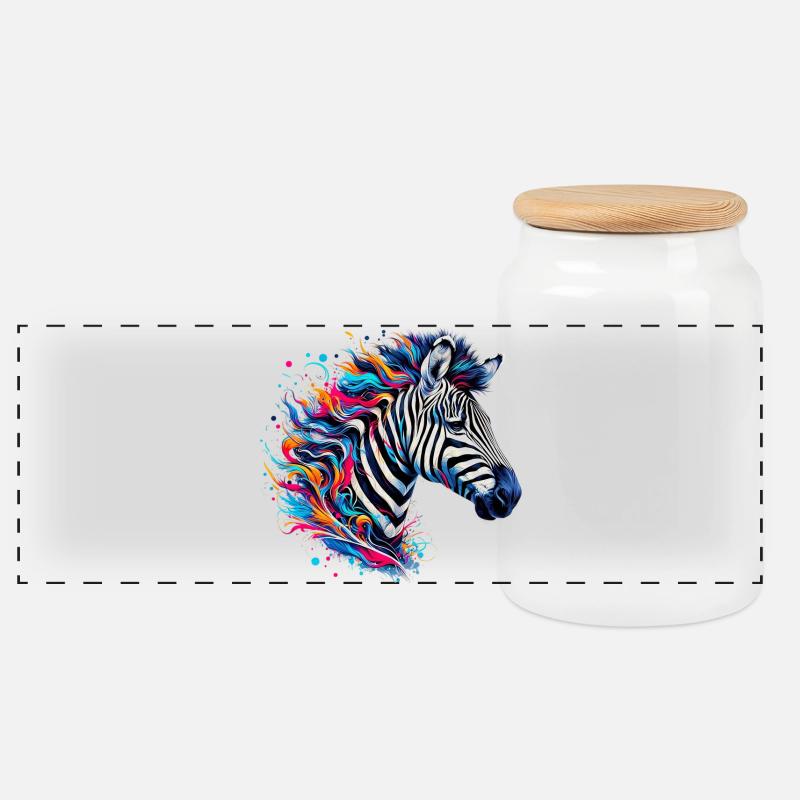 Zebra - Panorama Keksdose mit Holzdeckel - Weiß